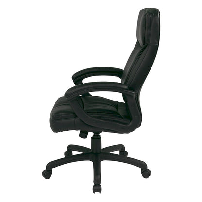 Sedia direzionale Work Smart ad alto schienale sagomato in ecopelle nera
